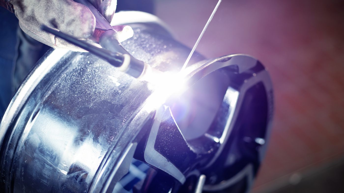 Welding repair on an alloy wheel